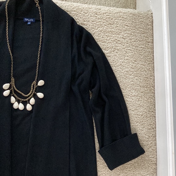 Splendid Black Shawl Collar Open Cardigan - Picture 4 of 9